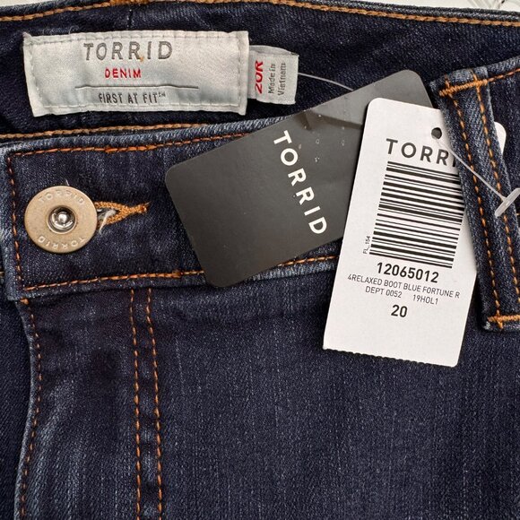 Torrid Denim 20R Relaxed Boot Blue Fortune Jeans Dark Wash Cotton Spandex New - Picture 3 of 15